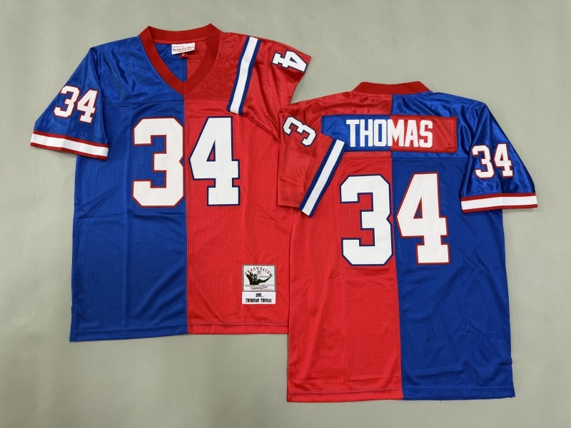 Men 2025 Buffalo Bills #34 Thomas blue red Throwback Limited NFL Jersey style 001